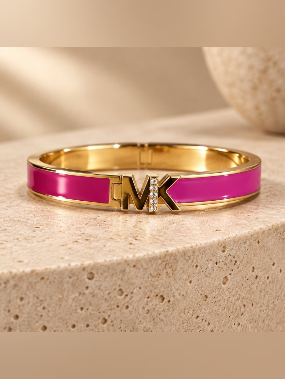 Michael Kors Y2K Magenta Gold Clasp Bracelet